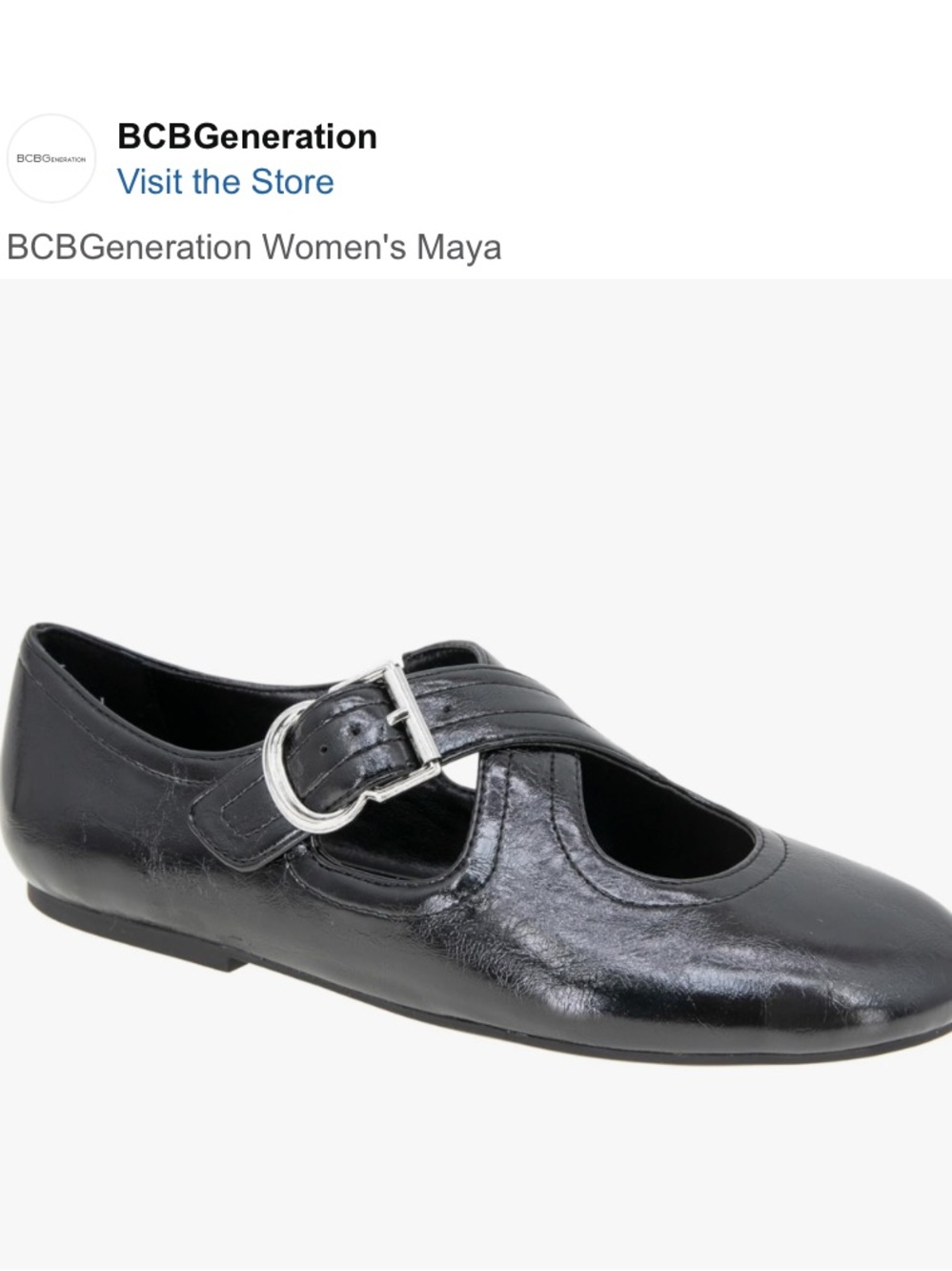 BCBG GENERATION Maya Black Patent Mary Jane Flats with Cross Strap 9